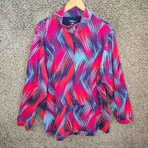 Catherines Jacket Womens Plus 2X‎ 22/24W Pink Purple Mock Neck Full Zip Casual